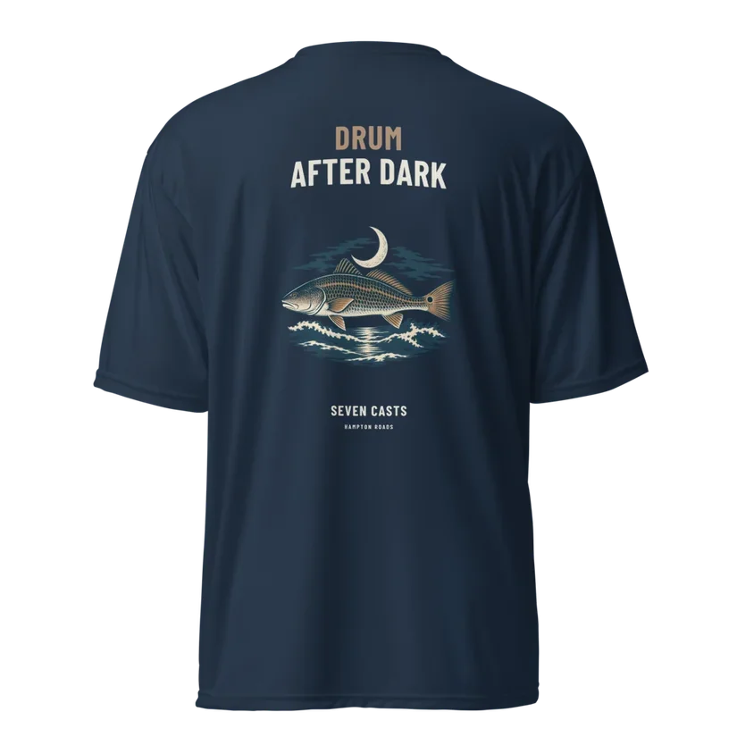 Drum After Dark Performance Shirt — Printful product mockup
