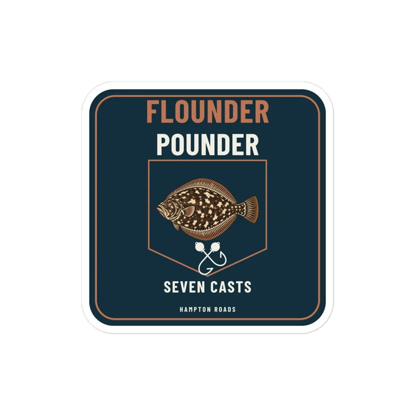 Flounder Pounder Sticker — Printful product mockup