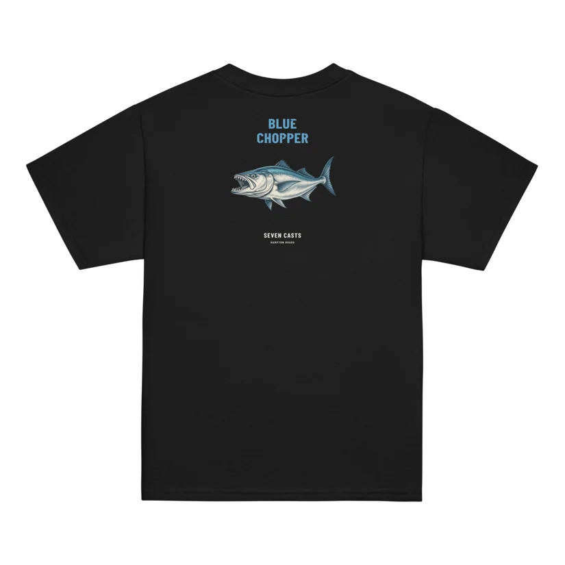 Seven Casts Blue Chopper Youth Tee — Printful product mockup