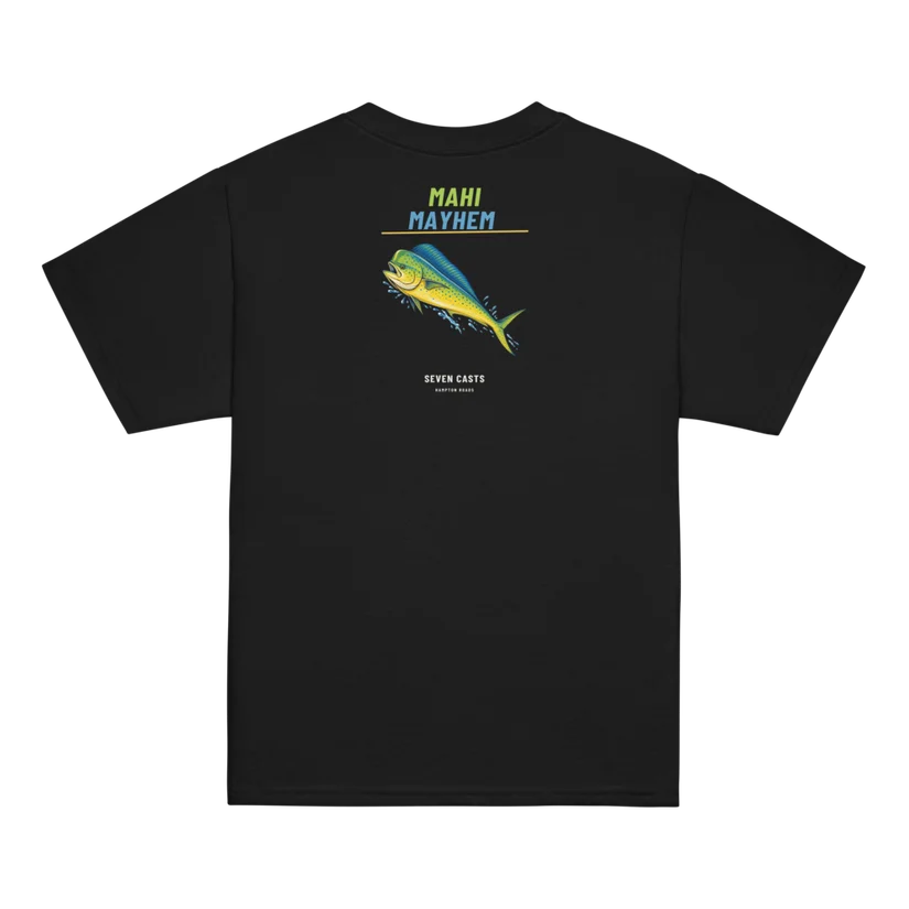 Seven Casts Mahi Mayhem Youth Tee — Printful product mockup